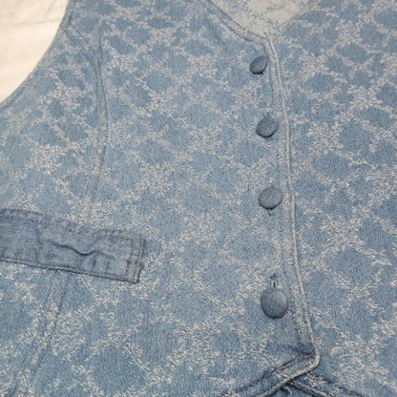 YOURS TRULY Vintage Floral Denim Jacquard Adjustable Cottagecore Western Midi 2X - Picture 5 of 12